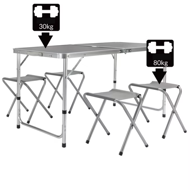Set de camping RORY, 5 piese, pliabil, gri