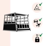 Cușcă de transport pentru câini BRUNO, 70x54x51cm, argintiu/negru