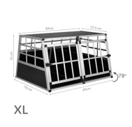 Cutie dublă de transport din aluminiu pentru câini XL, 89x70x51cm, negru/argintiu