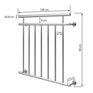 Balustradă din oțel inoxidabil pentru ferestre franceze, balcoane 90x100 cm