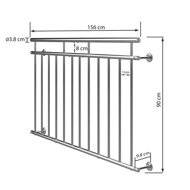 Balustrada de fier neoxidabil pentru ferestrele franceze, balcoane 90x156 cm