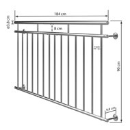 Balustradă din oțel inoxidabil pentru ferestre franceze și balcoane, dimensiuni 90x184 cm