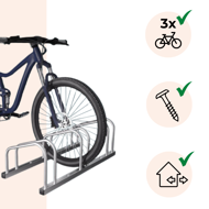 Suport pentru 3 biciclete BIKE, 84x32x27cm, argintiu