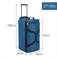 Geantă de călătorie cu funcție de cărucior, 85 de litri, albastră
