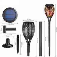 Lumină solară de grădină FIORE, 2 buc., 9,5x76,5cm, negru