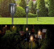 Lumină solară de grădină FIORE, 2 buc., 9,5x76,5cm, negru