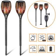 Lumină solară de grădină FIORE, 2 buc., 9,5x76,5cm, negru