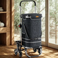 Geantă de cumpărături pe roți pentru scări COMFORT, 50L, negru