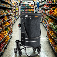 Geantă de cumpărături pe roți pentru scări COMFORT, 50L, negru