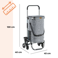 Geantă de cumpărături pe roți pentru scări COMFORT, 50L, gri