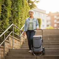 Geantă de cumpărături pe roți pentru scări COMFORT, 50L, gri