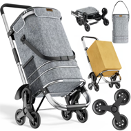 Geantă de cumpărături pe roți pentru scări COMFORT, 50L, gri