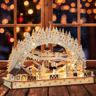 Arc LED de Crăciun CLEMENT, 45x12,5x28cm, maro natural