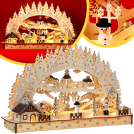 Arc LED de Crăciun CLEMENT, 45x12,5x28cm, maro natural