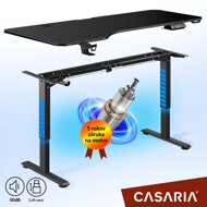 Biroul de birou reglabil în înălțime, de culoare neagră, cu dimensiunile 160x75x73-118 cm