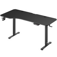 Biroul de birou reglabil în înălțime, de culoare neagră, cu dimensiunile 160x75x73-118 cm