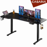 Biroul de birou reglabil în înălțime, de culoare neagră, cu dimensiunile 160x75x73-118 cm