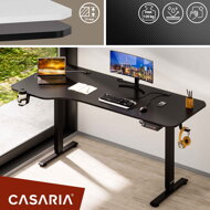 Biroul de birou reglabil în înălțime, de culoare neagră, cu dimensiunile 160x75x73-118 cm