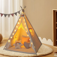 Cort tip teepee pentru copii JULIA, 160x120x120cm, bej/roz