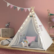 Cort tip teepee pentru copii JULIA, 160x120x120cm, bej/roz