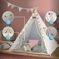 Cort tip teepee pentru copii JULIA, 160x120x120cm, bej/roz