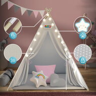 Cort tip teepee pentru copii JULIA, 160x120x120cm, bej/roz