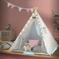 Cort tip teepee pentru copii JULIA, 160x120x120cm, bej/roz