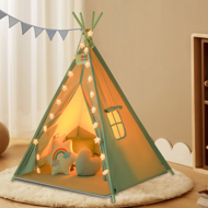 Cort tip teepee pentru copii JULIUS, 120x120x160cm, gri/albastru