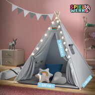 Cort pentru copii Teepee gri-albastru 160x120x120cm