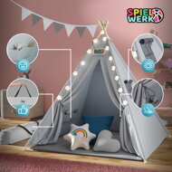 Cort pentru copii Teepee gri-albastru 160x120x120cm