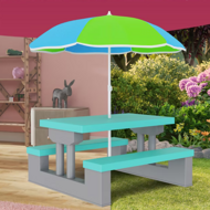 Set de șezut pentru copii cu umbrelă de soare JASMIN, 67x78,5x42,5cm,mentă/gri