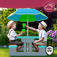Set de șezut pentru copii cu umbrelă de soare JASMIN, 67x78,5x42,5cm,mentă/gri