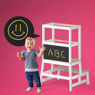 Turn de învățare PLAY din pin, 93x56x49, albă/natur maro  