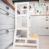 Turn de învățare PLAY din pin, 93x56x49, albă/natur maro  