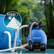 Filtrare cu nisip pentru piscina AQUA cu bile filtrante, 10 200 l/h, albastră