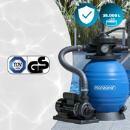 Filtrare cu nisip pentru piscina AQUA cu bile filtrante, 10 200 l/h, albastră
