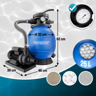 Filtrare cu nisip pentru piscina AQUA cu bile filtrante, 10 200 l/h, albastră