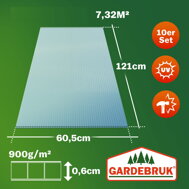 Policarbonat celular MARK 6mm, 60,5x121x0,6cm, 10 bucăți, transparent