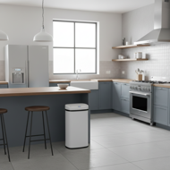 Coș de gunoi cu senzor DEUS, 58 litri, alb