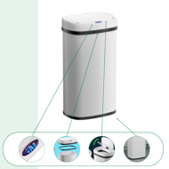 Coș de gunoi cu senzor DEUS, 58 litri, alb