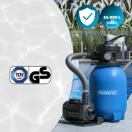 Filtrare cu nisip pentru piscina AQUA cu bile filtrante, 5 000 l/h, albastru