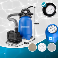 Filtrare cu nisip pentru piscina AQUA cu bile filtrante, 5 000 l/h, albastru