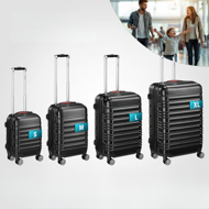 Set de valize rigide AERO, 4 piese, ABS, negru