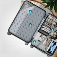 Set de valize rigide AERO, 4 piese, ABS, negru