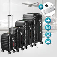 Set de valize rigide AERO, 4 piese, ABS, negru