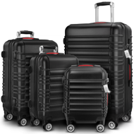 Set de valize rigide AERO, 4 piese, ABS, negru