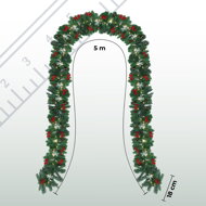Ghirlandă de Crăciun ANDREA cu iluminare, decorată, 5m, verde  
