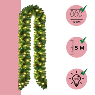 Ghirlandă de Crăciun ANDREA cu iluminare, 5m, verde  