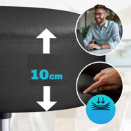 Taburet pe roți cu spătar ROLAND, Ø35cm, negru