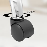 Taburet pe roți cu spătar ROLAND, Ø35cm, negru